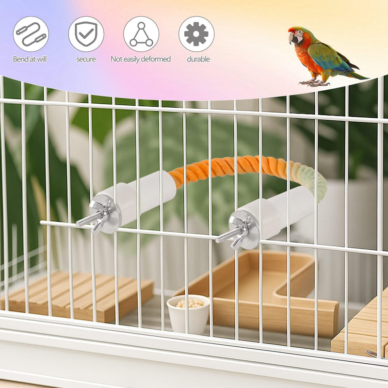 4Pcs Rope Perches for Bird Cages, Bendable Climbing Rope Cage Accessory Toy, Perfect for Parrots Cockatiels & Budgies, BirdToys, Swings & Ladders for Medium Birds Gradient 4PCS - PawsPlanet Australia