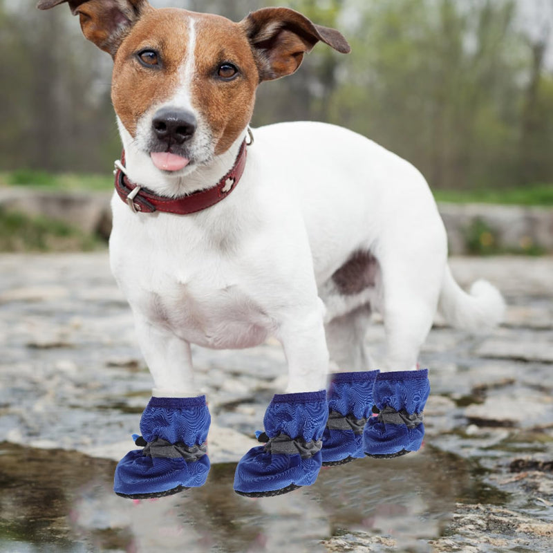 Dog Rain Boots Set Waterproof Small Dog Shoes with Adjustable Strap Thickened Non-Slip Paw Protectors for Outdoor Rainy Weather 3 Pairs