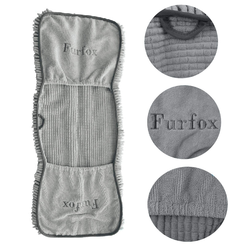 Furfox Absorbent Dog Towel, Microfiber Quick Drying Towel Machine Washable with Hand Pockets Pet Towel for Medium Large Dog 35 x 15'' Grey