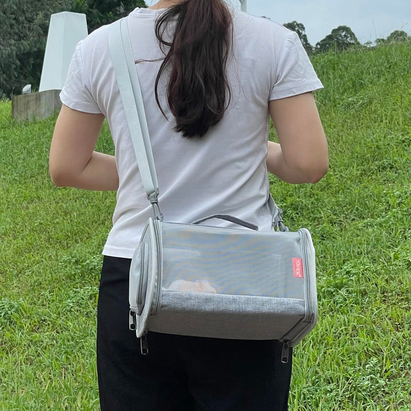 Guinea Pig Carrier Travel Small Animal Carrier Bag Lizard Bird Rabbit Carrier Cage Squirrel Breathable Bag Portable Travel Hamster Small Pet Hangbag (Small, gray) - PawsPlanet Australia