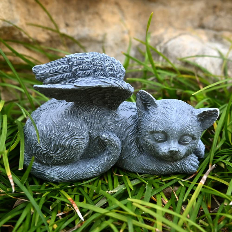 Angel Cat Memorial Stones Statue Sleeping Ornament for Kitten Passing Away Bereavement Pet Loss Sympathy Memory Gifts Remembrance Angel Cat - PawsPlanet Australia
