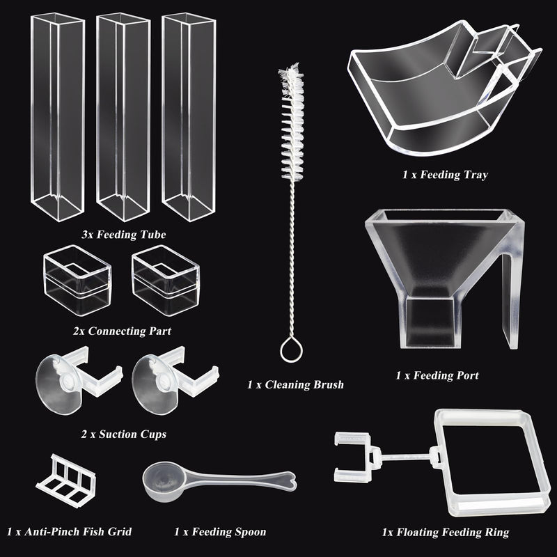 Shrimp Feeding Tube and Dish Set Aquarium Fish Feeder Tube Clear Shrimp Feeder Fish Tank Feeding Supplies with Feeding Ring Cleaning Brush for Fish Tank Aquarium - Prevent Food Scattering - PawsPlanet Australia