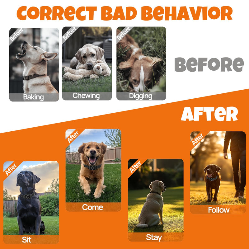 KITPLUS Wireless Dog Fence System, Electric Fence for Dogs, 4-in-1 Dog Training Collar with Remote, Bark Reminder, Status Monitor, IPX7 Waterproof Receiver for Medium Large Dogs Outdoor Use Green