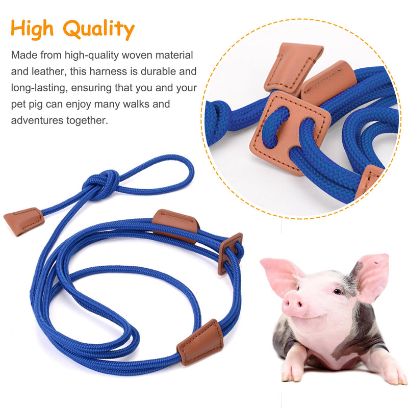Mini Pig Harness & Leather, Pet Pig Supplies, Adjustable Rope (9 inches Long -1/2 inches Diameter), Suitable for Small and Medium-Sized Pet Pigs(Blue) Blue - PawsPlanet Australia