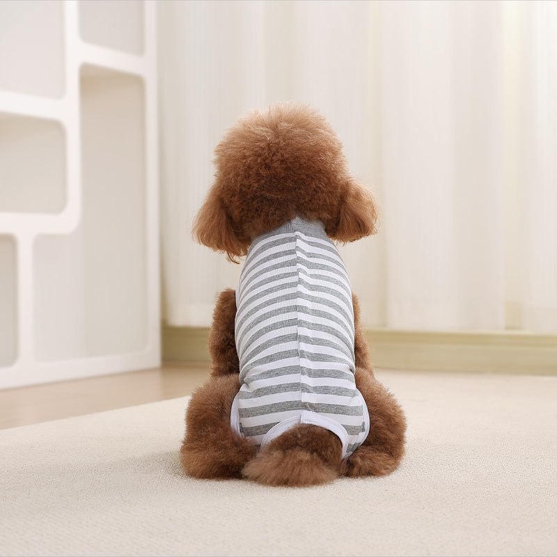 Dog Surgery Recovery Suit,Surgical Recovery Suit for Female and Male After Surgery, Dog Surgical Shirt,Puppy Onesie Bodysuit for Small Medium Dogs and Cat (Gray/White, S) Gray/White