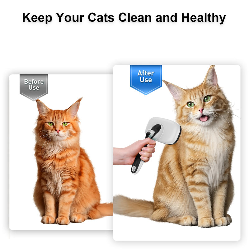 Cat Brushes for Indoor Cats,Skin Friendly Cat Brush for Shedding & Grooming Brush for Long or Short Haired Cats, Easy Clean Retractable Bristles, Grey Grey 1 PCS - PawsPlanet Australia