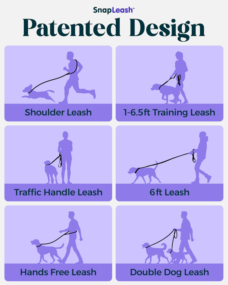 Hands-Free Dog Leash Training Running Snapleash, Waist & Shoulder Lead for Walking, Traffic Lead, Dual Pet Leash Adjustable for Large, Medium and Small Dog Breeds (Black, Small (5/8in x 7.5ft)) BLACK SMALL (5/8in x 7.5ft) - PawsPlanet Australia
