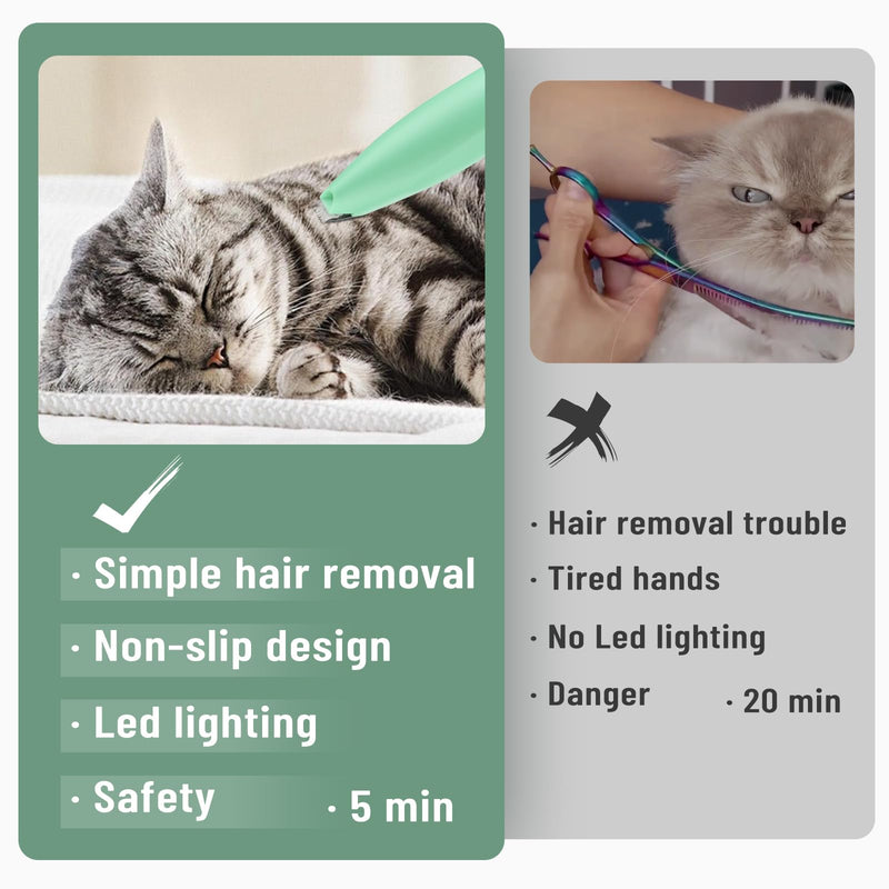 Electric Dog Paw Trimmer with LCD Display, Pet Hair Trimmer for Dogs Paws, Paw Hair Trimmer for Dogs, Pet Micro Precision Trimmer, Cat Paw Pad Trimmer for Grooming, Paw Shavers for Dogs Feet (Green) Green - PawsPlanet Australia