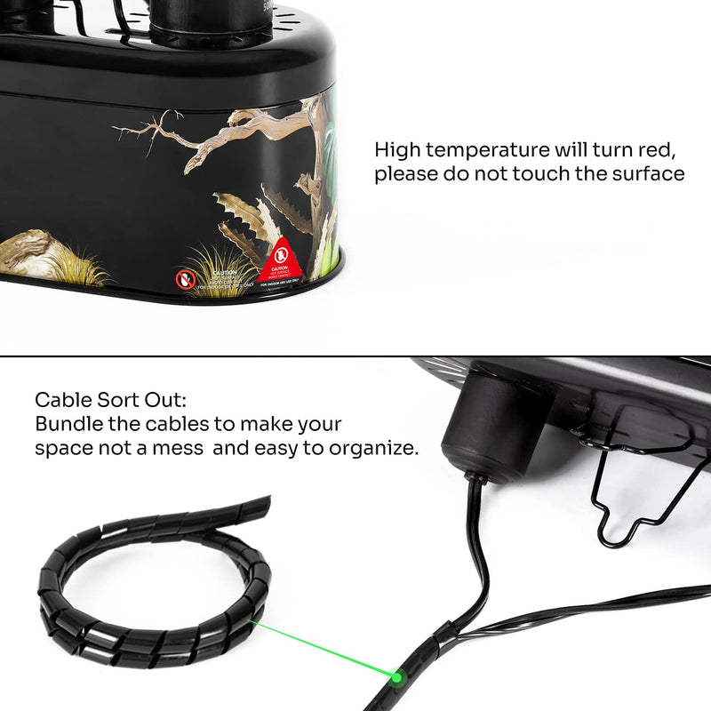 REPTI ZOO Nano Combo Print Tropical Desert Reptile Dual Deep Dome Lamp Fixture for Reptile Max 40 Watts Max Bulb Height 4 in Per Socket UVB Light Fixture Dual Lamp Cap Combo Integration Design - PawsPlanet Australia