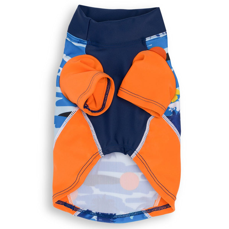 PlayaPup Dog Sun Shirt, USA Made (UPF 50+), Tropical Blazing Island, Small - PawsPlanet Australia