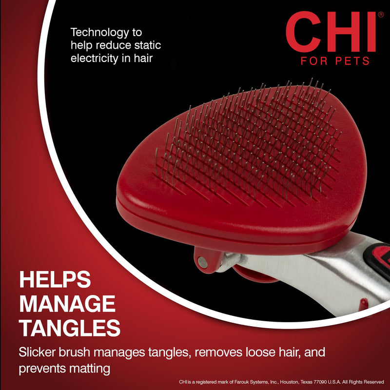 CHI for Cats High-End Self-Cleaning Slicker Brush, Perfect for Indoor Long-Haired Pets, Effective Shedding and Grooming Tool - PawsPlanet Australia