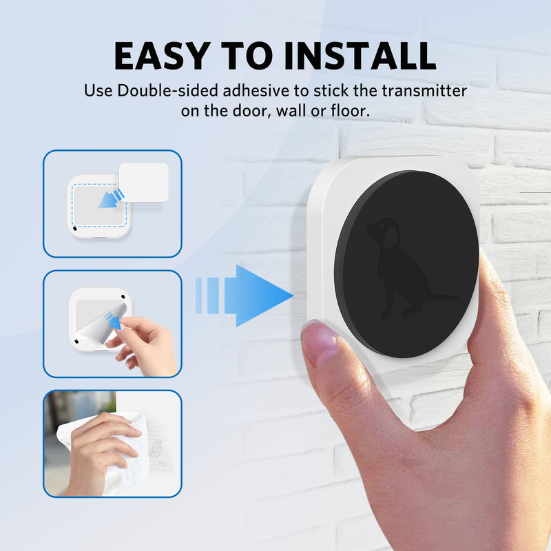 Dog Door Bell for Potty Training, Wireless Doggie Doorbell Operating at 1000 Feet with Chew Resistant IP65 Waterproof Touch Button, 4 Notification Modes 1 Receiver + 1 Button - PawsPlanet Australia