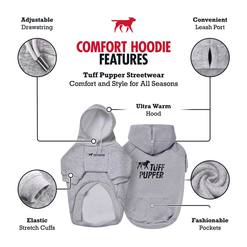 Tuff Pupper Dog Hoodie | Premium Quality Insulated Fabric | Ultra Soft Interior for Superior Comfort | Elastic Cuffs & Drawstring for Warmth | Stretch Fit Suitable for All Breeds (Gray, L) 40-60 lbs (Large) Heather Grey - PawsPlanet Australia