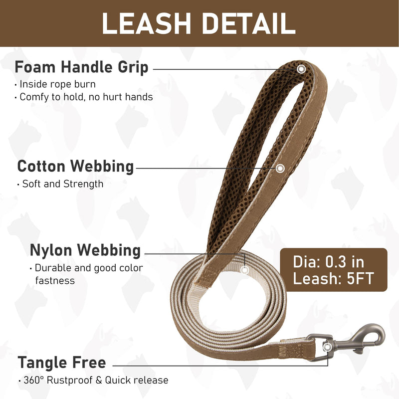 GAMUDA Small Pet Harness Collar and Leash Set, Step in No Chock No Pull Linen Fabric Soft Mesh Dog Vest Harnesses Reflective for Dogs Puppy Cats Kitten Rabbit (Brown, XS) Brown - PawsPlanet Australia