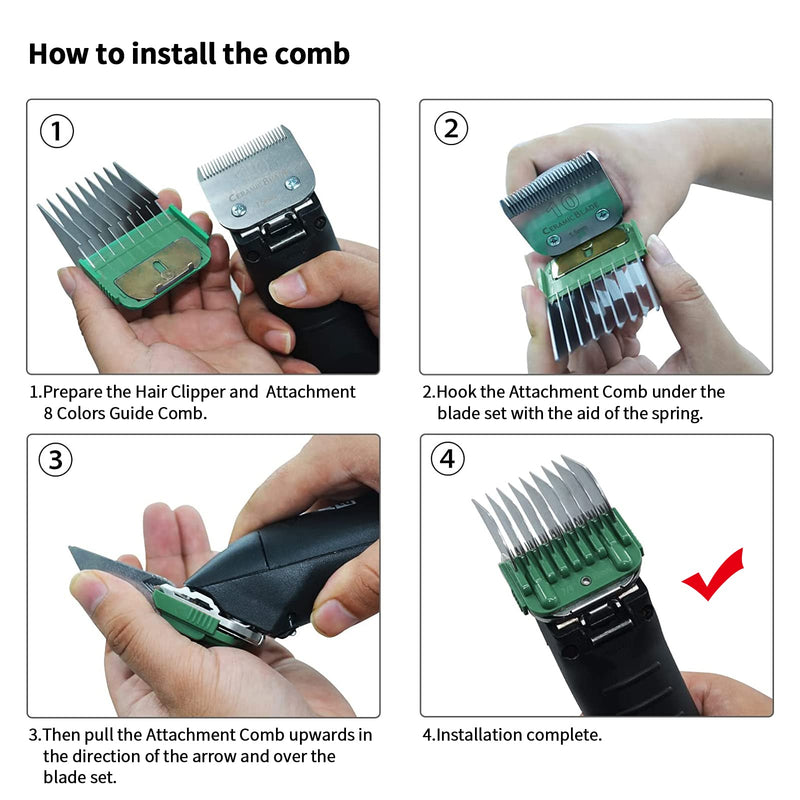 Animal Stainless Steel Attachment 8 Colors Guide Comb Set from 1/8 Inch to 1 Inch(3-25mm),Compatible with Andis, Oster A5, Wahl KM10 Series Clipper Detachable Blade(Only fit for 15# 10# 30# blade) 8 PACK - PawsPlanet Australia
