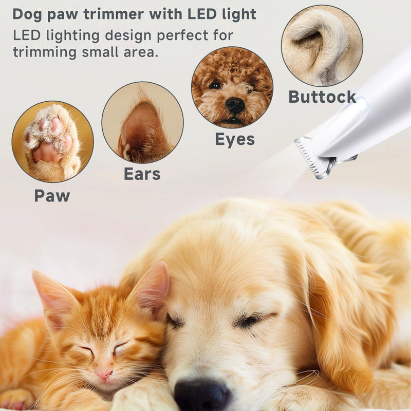2 in 1 Dog Clippers Grooming Kit, USB Rechargeable Dog Paw Trimmer Low Noise LED Light Dog Nail Trimmers,Cordless Dog Nail Grinder with 3 mode for Dogs Cats,Pet Hair Trimmer for dogs Paws Eyes Ears - PawsPlanet Australia
