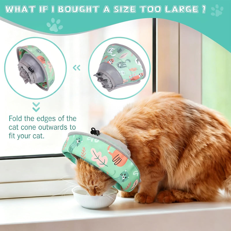Cat neck brace, soft adjustable cat neck brace, anti-licking and anti-biting neck braces for cats, for cats and small dogs after surgery and injuries (Mint green, M)