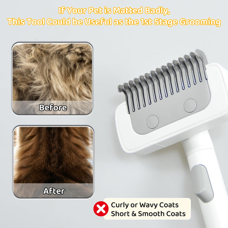 Cat Brush for Severely Matted Fur Cats, Pet Dense Undercoat Combing Brush for Knotted & Wide-pitch Dog Brush, One-Click Hair Removal Gentle Undercoat Comb for Thick, Dense Fur Cats & Dogs - PawsPlanet Australia