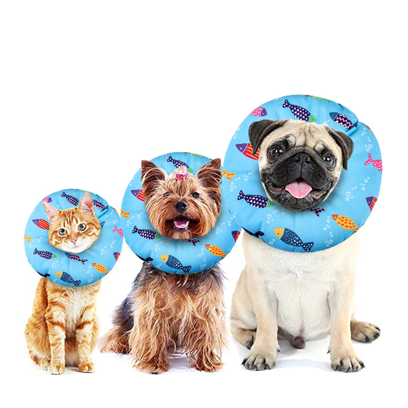 Cat Cone Collar Soft, Cute Cat Donut Adjustable Cat Recovery Collar Elizabethan Cone Cat Cones to Stop Licking Comfortable Anti-Bite Neck Cone for Pet Cats Kittens After Surgery Medium Blue - PawsPlanet Australia