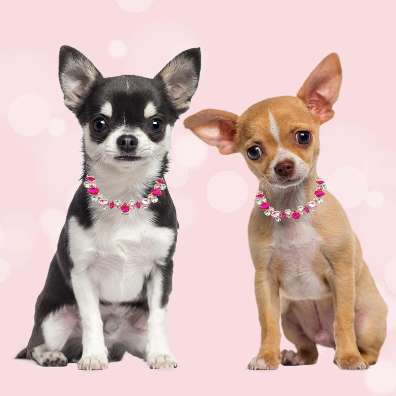 Dog and Cat Gold Necklace, Adjustable Rhinestone Crystal Pet Necklace Collar, Puppy Kitten Jewelry Accessories with Cute Pet Paw, Cat Dog Chain Collar for Small Medium Pets (Pink, S) - PawsPlanet Australia