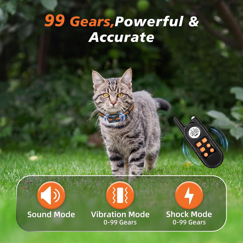 Tiniest Cat Shock Collar, Lightest Cat Training Collar with Remote for Small Cats 5-15lbs & Medium Large Cats/Puppies, Waterproof, Rechargeable, 1300ft Range - PawsPlanet Australia