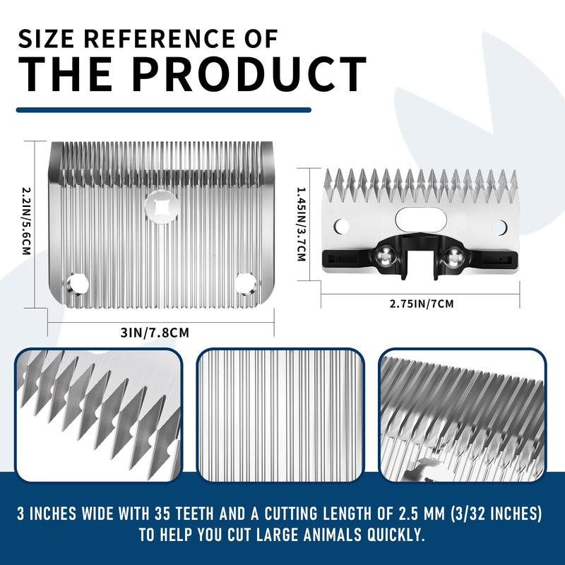 A2/AC Medium Blade Compatible with Lister Star, Legend, Liberty, and Fusion Animal Clippers,Made of Stainless Steel,Cut Length 3/32 in(2.5 mm) (Medium Blade 1PACK) Medium Blade 1pack - PawsPlanet Australia