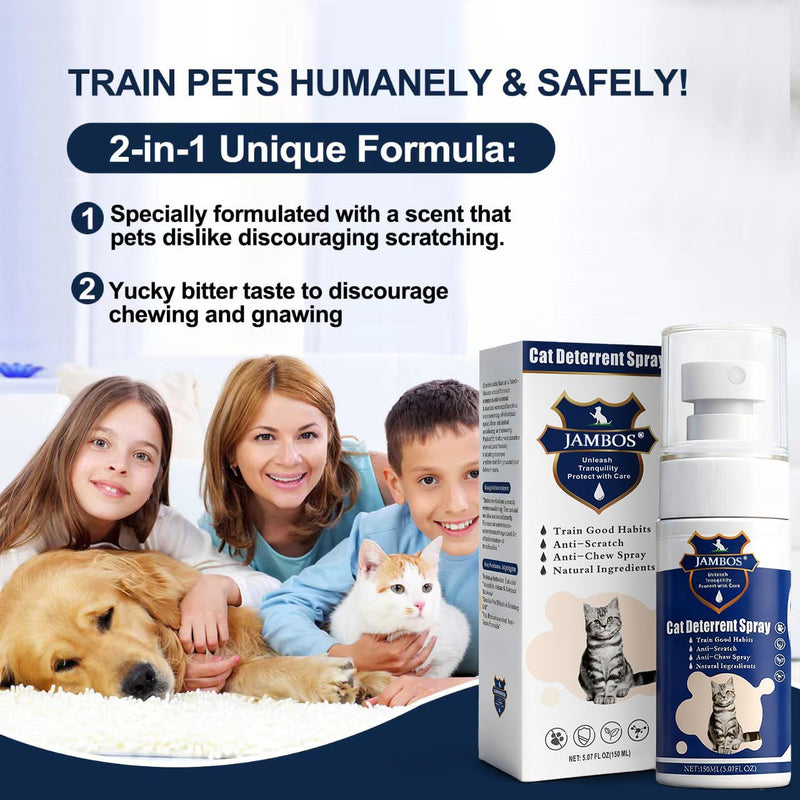 Cat Deterrent Spray - Safe Indoor & Outdoor Deterrent for Furniture Protection, Effective Training Aid with Natural Ingredients - Non-Toxic Anti-Scratch Formula (Blue, M) Blue - PawsPlanet Australia
