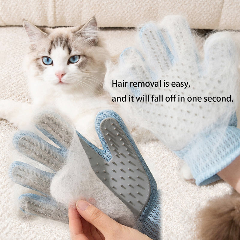 Zoocozy 2 in 1 Pet Hair Removal Glove for Cat Dog, Indoor Cat Grooming Gloves, Pet Washing Brush for Shedding Massage - Double-Sided Available(Brown) Small (1 Pair) Brown