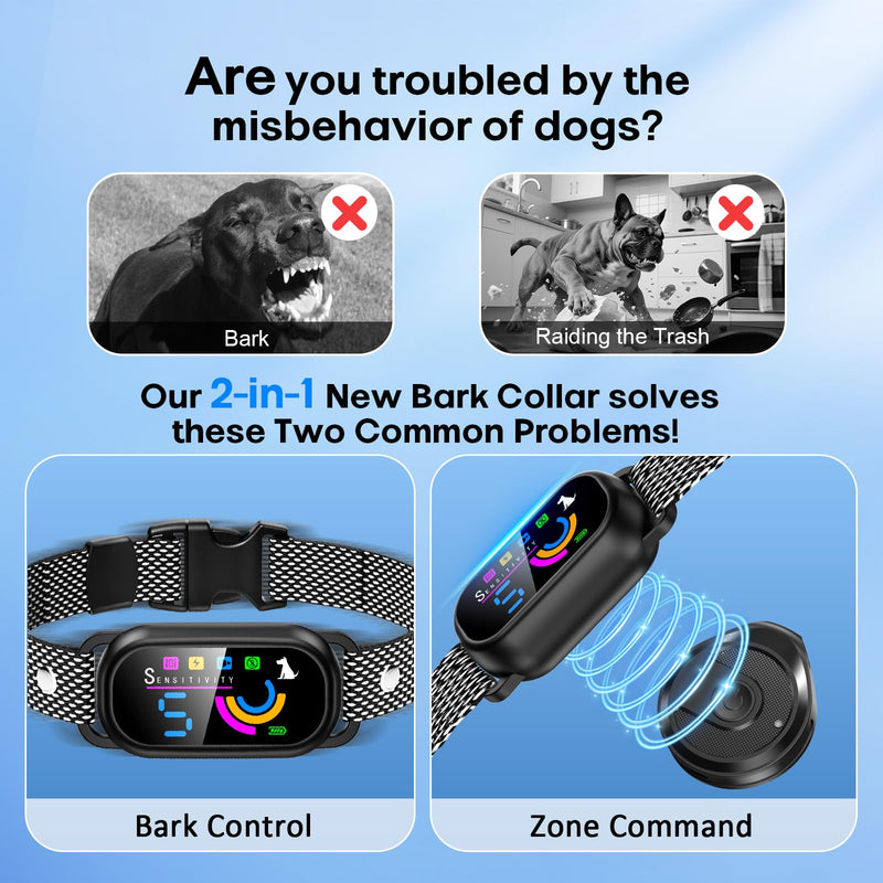 Dog Bark Collar for Small Medium Large Dogs – Rechargeable Anti-Bark Training Collar with Beep & Vibration, Plus Indoor No-Go Zone to Block Trash or Furniture,5 Sensitivity Levels - PawsPlanet Australia