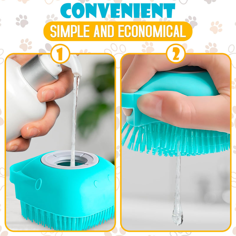 Dog Bath Brush with Soap Dispenser - Silicone Dog Scrubber for Bath Dog Shower Brush Dog Shampoo Brush Scrubber Dog Soap Dispenser Dog Bath Supplies - Pet Massage Brush Dog Washing Brush Scrubber 1 PCS - PawsPlanet Australia
