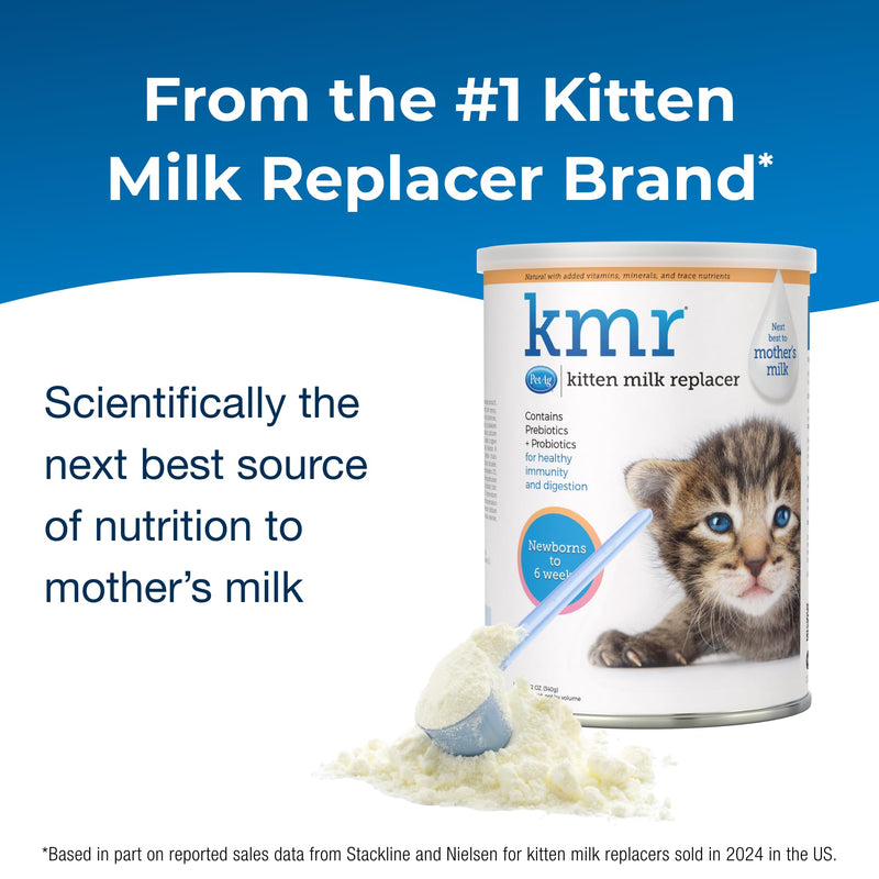 Pet-Ag KMR Kitten Milk Replacer Powder - 12 oz - Powdered Kitten Formula with Prebiotics, Probiotics & Vitamins for Kittens Newborn to Six Weeks Old - Easy to Digest