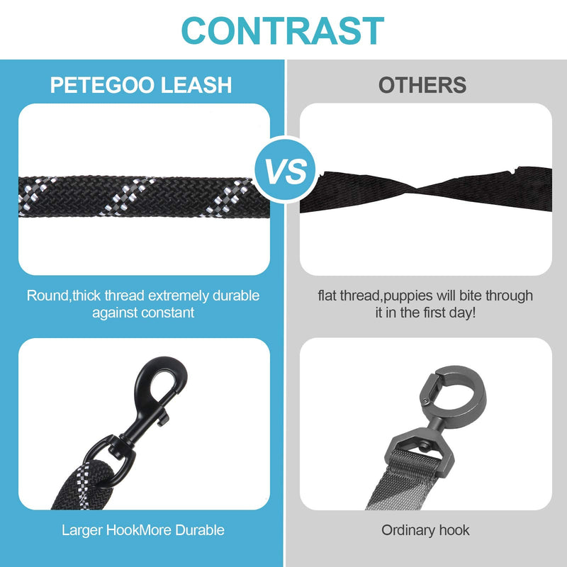 5ft 1/2in Heavy Duty Black Dog Leash for Large Dogs & Medium Size Dogs - Highly Reflective Heavy Duty Dog Rope Leash with Soft Padded Anti-Slip Handle- for 18-120 lbs Dogs 1/2" x 5 FT(18~120 lbs.) - PawsPlanet Australia