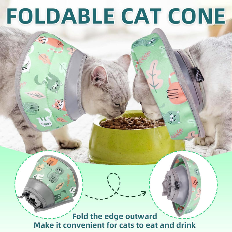 Cat Cone, Soft, Adjustable Elizabethan Collar, Stop Licking After Surgery, Pet Recovery Collar, Suitable for Kittens, Small Dogs, and Puppies (Grey, M) (Mint Green, S) Mint Green