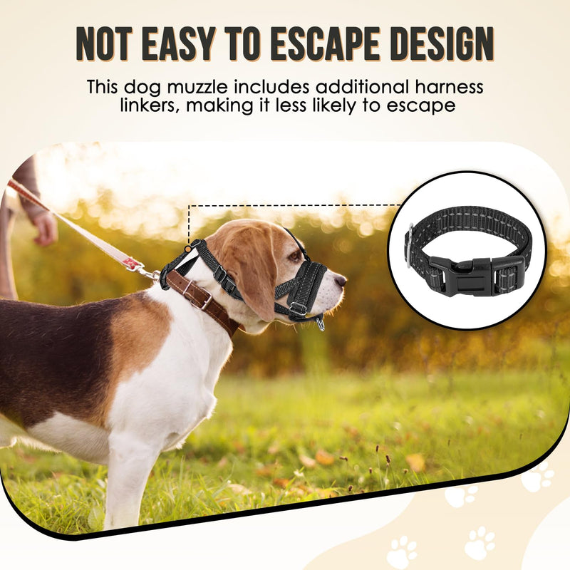 SlowTon Soft Dog Muzzle, Adjustable Padded Nylon Muzzle for Large Medium Dogs Anti Chewing Barking Biting, Allow Dog Pant & Drink（Black,Large Black with Overhead Strap - PawsPlanet Australia