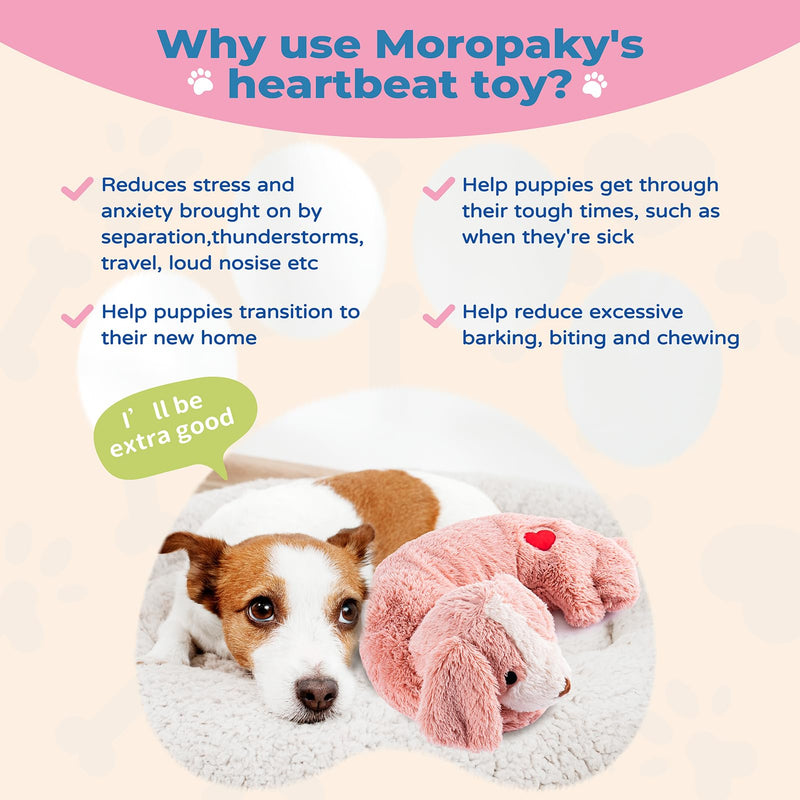 Heartbeat Toy Puppy Heartbeat Stuffed Toy for Dog Calming Aid, Heartbeat Puppy Toy for Pets Anxiety Relief, Dog Comfort Toy for Behavioral Aid Crate Training, Puppy Essential Pink - PawsPlanet Australia