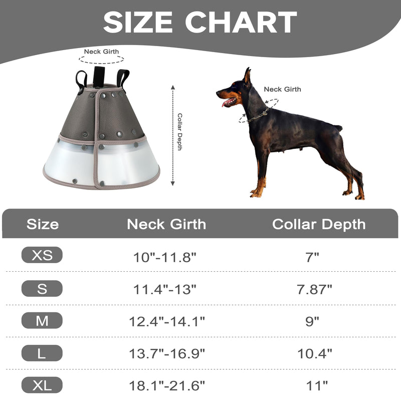 Soft Dog Cone Collar After Surgery,Clear Padded Collar,E-Collars for Dogs to Prevent Licking Wound, Adjustable Dog Recovery Collar for Large Medium Small Dog,Elizabethan Collar L L(Neck Girth 13.7"-16.9"Collar Depth 10.4") Grey - PawsPlanet Australia