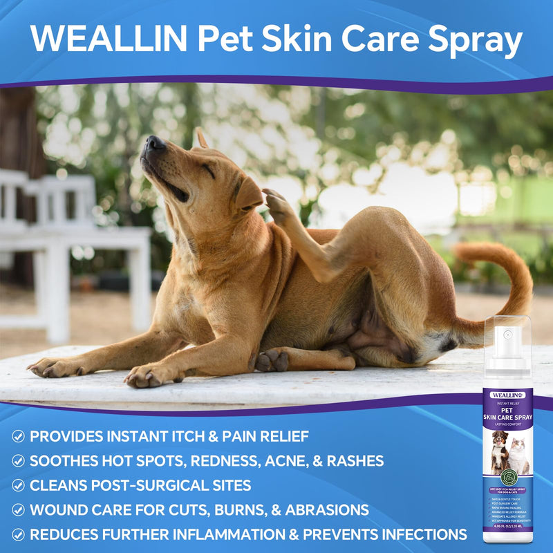 Hot Spot Itch Relief Spray for Dogs & Cats, Hot Spot Treatment for Dogs Itch Relief Spray for Dogs, Pet Treatment Spray for Itchy, Irritated Skin, Allergy, Rashes, Wound Care(8.12 Fl Oz) 8.12 OZ