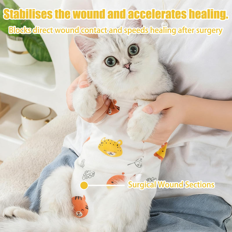 2 Pack Cat Recovery Suit,Breathable Cats Vest after Surgery Female,Adjustable Spay Surgery Recovery Suits for Abdominal Wound Care,Alternative to Cones,Size M (2~4KG Cat)