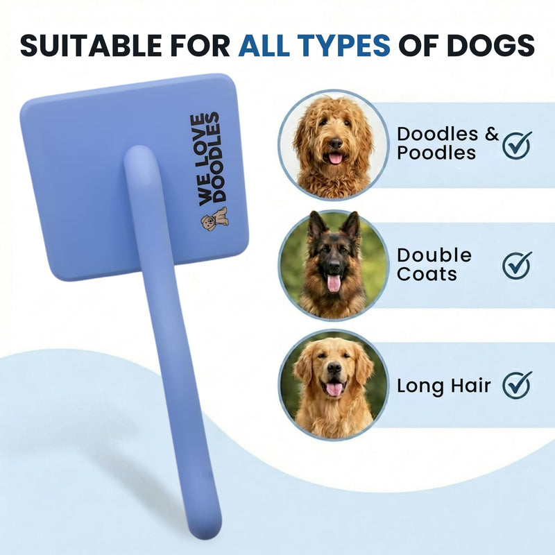 Slicker Brush for Dogs, Dog Grooming Supplies - Best Doodle & Poodle Brush for Haired Dogs - Goldendoodle Pin Detangler for Dematting (Large Curved) Large