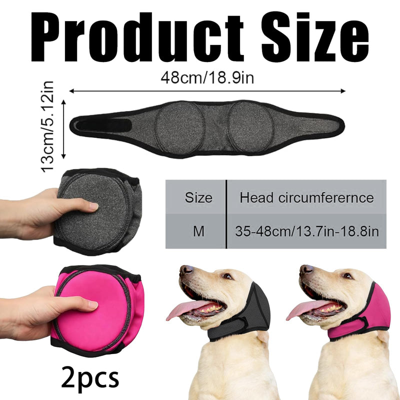 2 Pcs Dog Ear Defenders,Dog Snood Swim Ear Protectors,Waterproof Adjustable Warm,Calming Noise-Reducing Ears Muffs for Dogs(M)