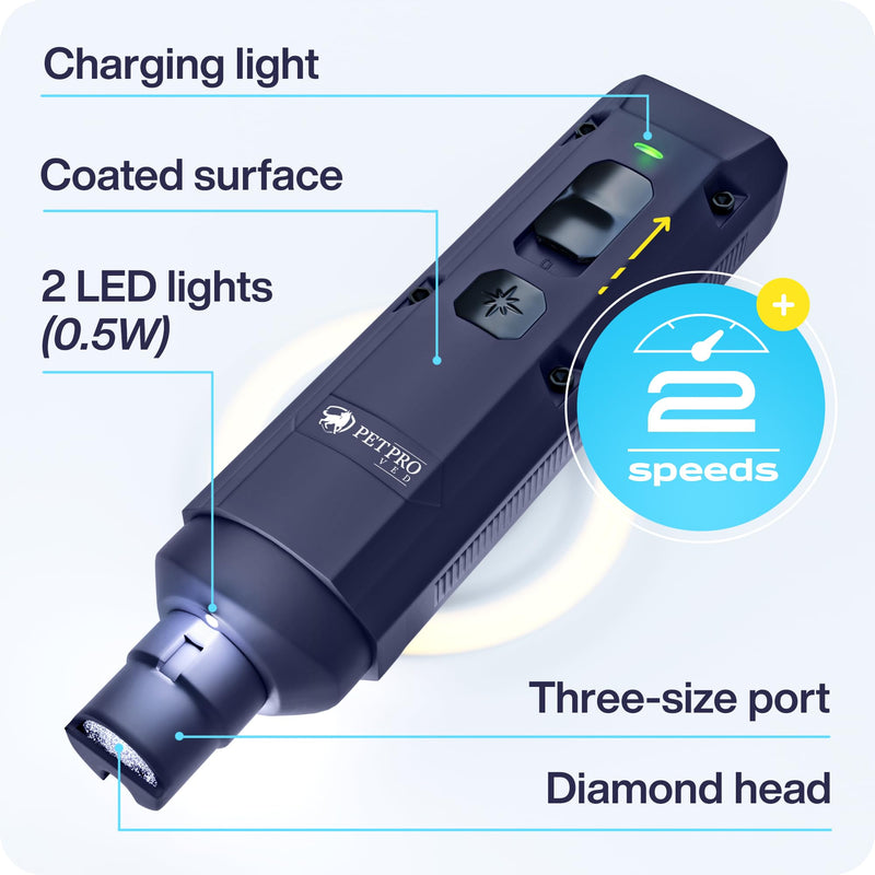 PETPROVED Dog Nail Grinders Silent Dog Claw Grinder Dog Nail Grinder for Dogs Claws Safe Dog Nail Trimmer Electric Pet Nail Grinder for Dogs Nail File Blue