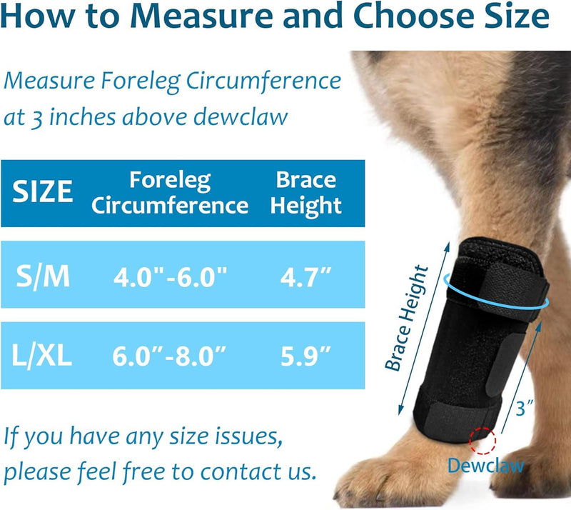 INDEEMAX Front Leg Brace for Dogs & Cats, Dog Leg Brace with Metal Spring Inserts, Dog Leg Sleeve for Carpal Support, Dog Leg Sleeve with Reflective Straps, L/XL, 1 Pack - PawsPlanet Australia