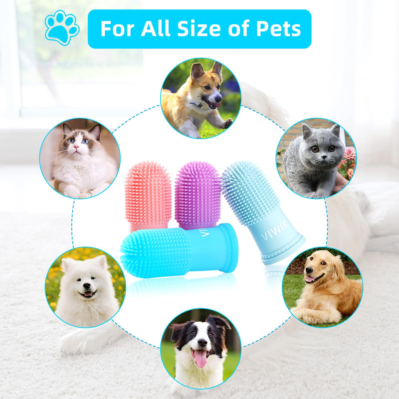 4Pack Dog Toothbrush Dog Tooth Brushing Kit, Cat Finger Toothbrush for Dogs Small Breed, Medium Large Dogs, Puppy Toothbrush for Dog Teeth Cleaning & Dental Care, Pet Finger Toothbrush Kit 1 Count (Pack of 4) - PawsPlanet Australia