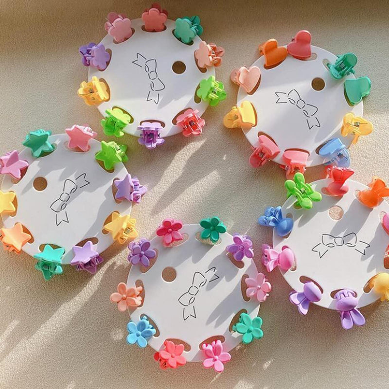 FZBNSRKO 100pcs Mini Hair Claw Clips Colorful Cartoon Animals/Vegetables/Flower Mini Hair Claw Clips Small Barrettes for Baby Girls Toddlers Teens Kids(Random Style)