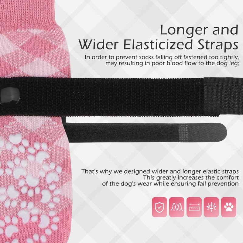 EXPAWLORER Dog Socks to Prevent Licking Paws, Dog Shoes for Hot Pavement, Anti Slip Dog Booties for Hardwood Floors, Dog Boots & Paw Protectors for Small Medium Large Senior Dogs, Pink XS X-Small - PawsPlanet Australia