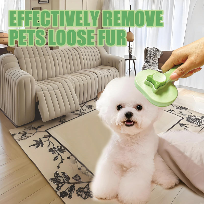 Demiya Cat Grooming Brush with Ergonomic Handle, Green Plastic Pet Brush for Cats & Dogs, Hair Shedding and Deshedding Tool for Long & Short Haired Pets (Green)