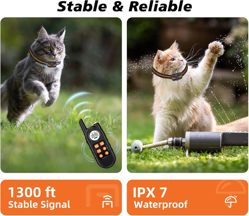 Tiniest Cat Shock Collar, Lightest Cat Training Collar with Remote for Small Cats 5-15lbs & Medium Large Cats/Puppies, Waterproof, Rechargeable, 1300ft Range - PawsPlanet Australia