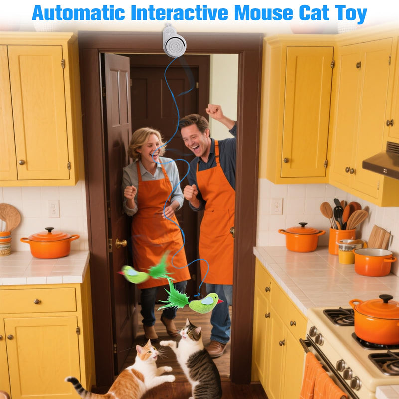 Interactive Cat Toys for Indoor Cats Automatic Electric Flying Bird Feather Cat Toy - Best Kitten & Adult Cat Enrichment Toy Stick-on Hanging Electric Kitty Toys for Bored Cats White - PawsPlanet Australia