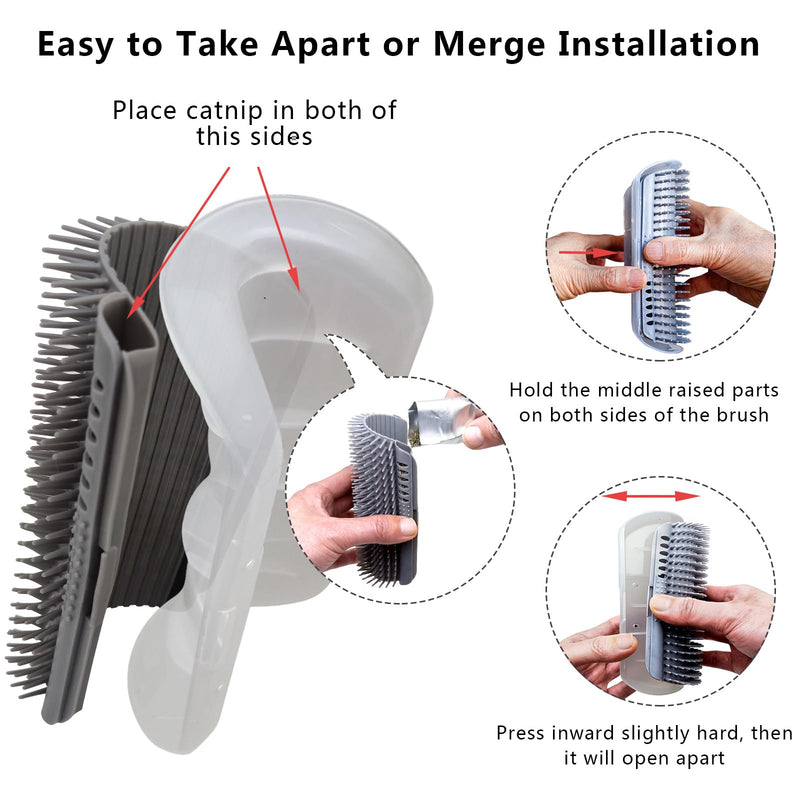 Extended (6.1") 2 Pack cat self groomer for Indoor cats cat face scratchers wall corner self grooming cat brush Cat Corner Scratcher Massage Combs for Long Short Fur Kitten (grey) grey - PawsPlanet Australia