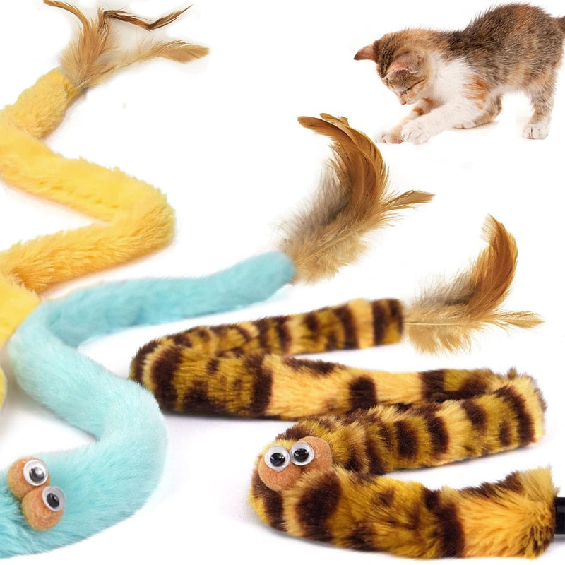 Cat Toys for Indoor Toys,Rainbow Cat Wand Toys,Feather Flips Plush Ball Cat Toys,Interactive Feather Toy for Teaser Play and Chase Exercise with Kitten 6 Pack pack 6 - PawsPlanet Australia